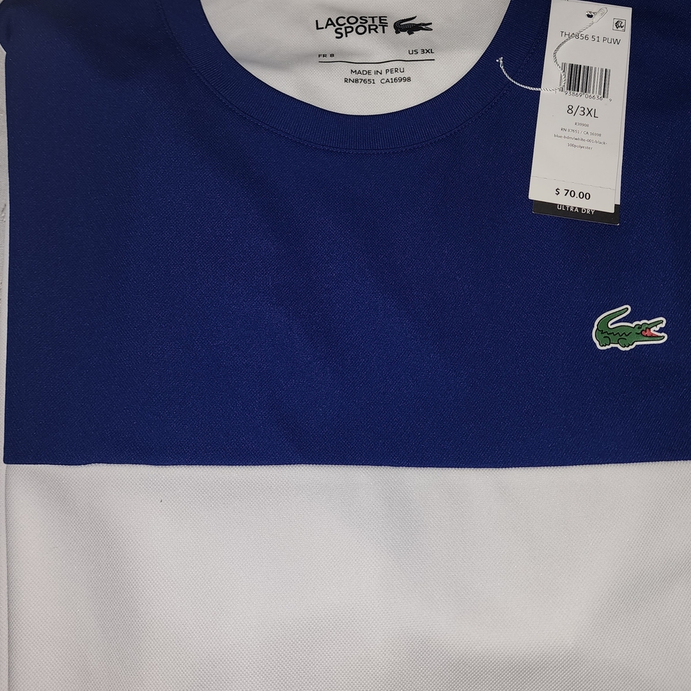 Lacoste Sport Blue and White T-Shirt